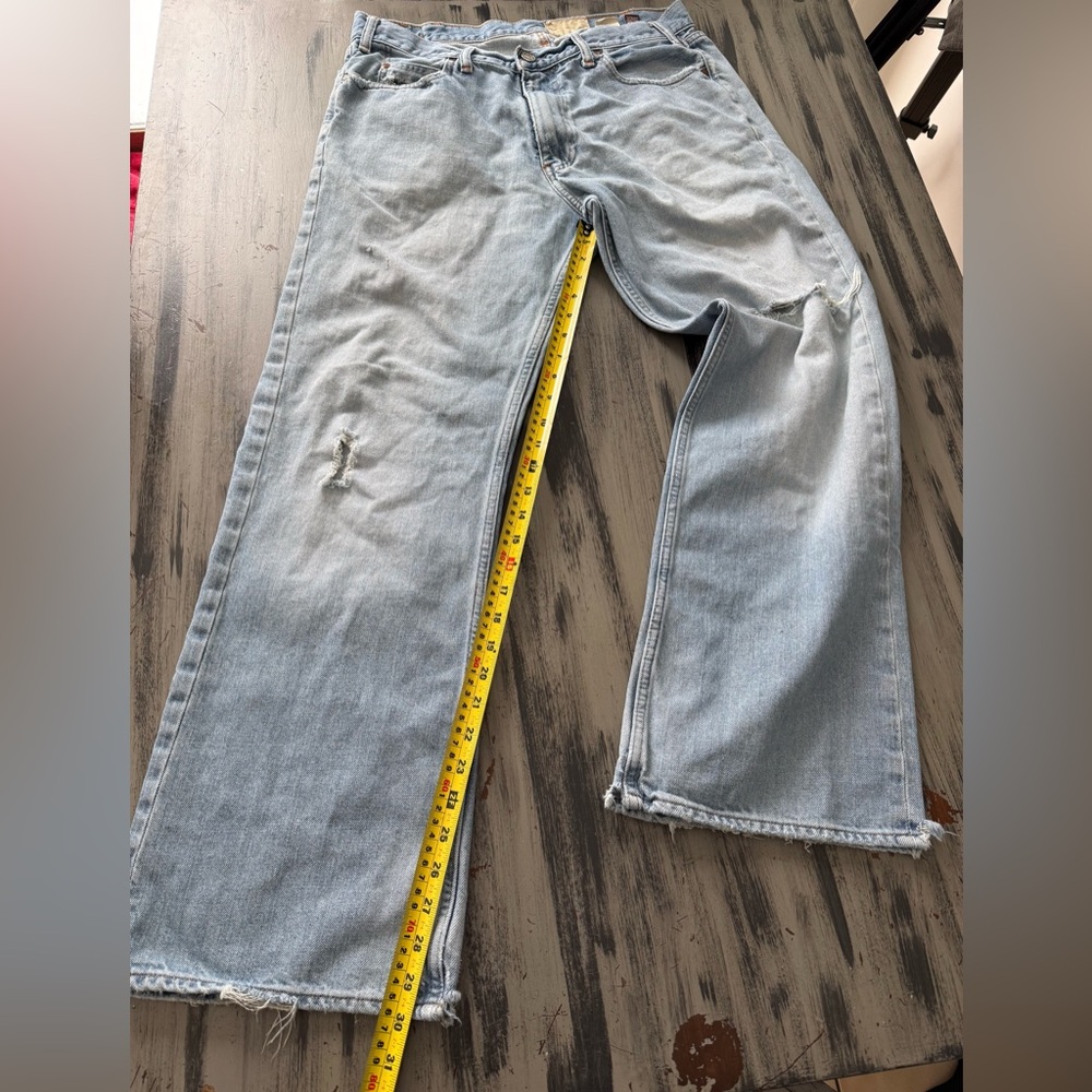 Hollister Men's Light Blue Distressed Jeans Y2K - Picture 4 of 11